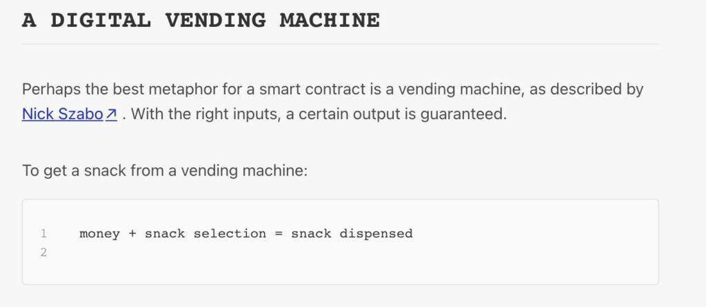 Smart contract vending machine