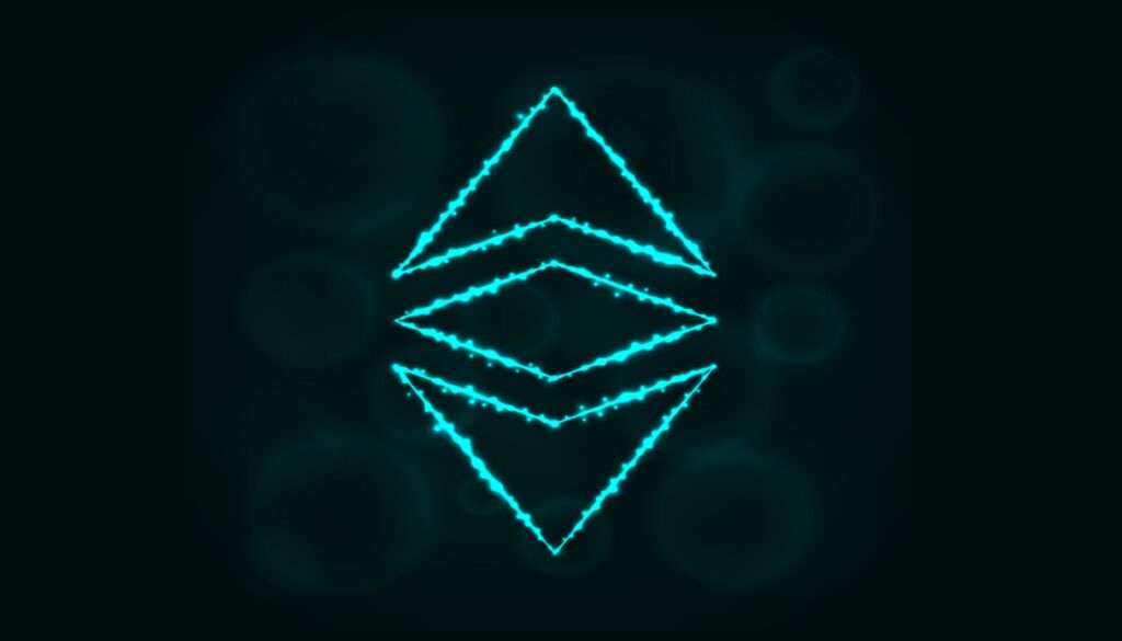 Imagen con el logo de ethereum en un fondo oscuro